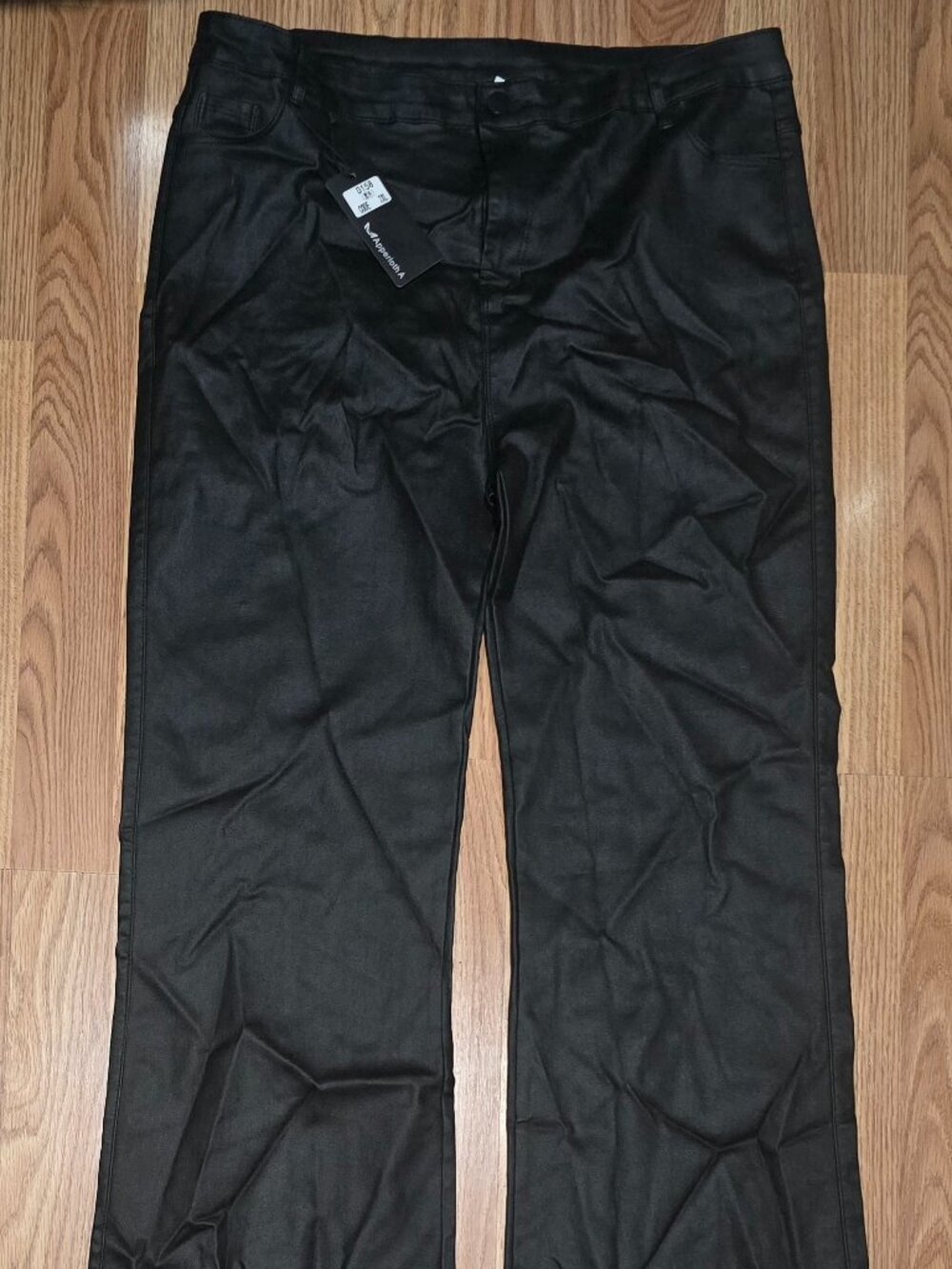 Apperloth A Faux Leather Women's High Rise Pants Flare Bottom Black Size 2XL nwt